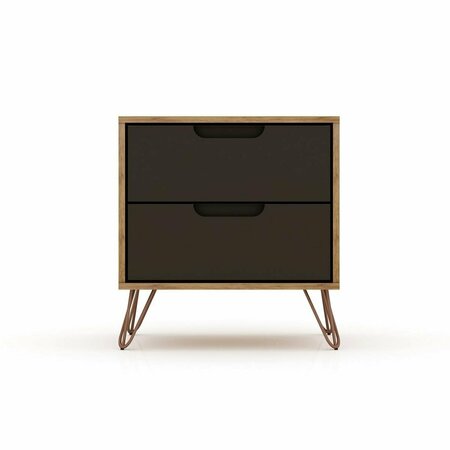 DESIGNED TO FURNISH Rockefeller 2.0 Nightstand with 2-Drawer in Nature & Textured Grey, 21.65 x 20.08 x 17.62 in. DE2616285